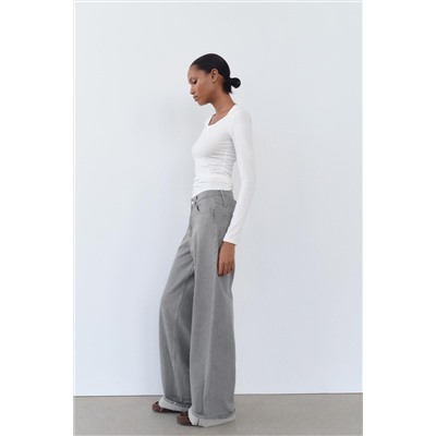 TRF HIGH-WAIST WIDE-LEG JEANS WITH BELT LOOP
