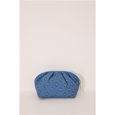 Neceser grande acolchado estampado azul