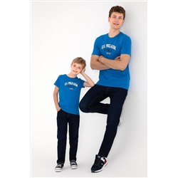 Erkek Regular Fit Bisiklet Yaka Kobalt Mavi Tişört