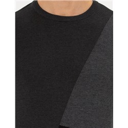 Gri Melanj Slim Fit Bisiklet Yaka Triko Kazak