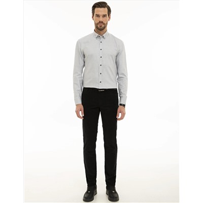 Gri Slim Fit Uzun Kollu Gömlek