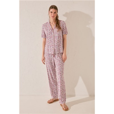 Pijama camisero Capri estampado rosa