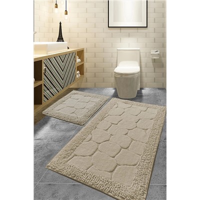 Chilai Home Stone Cotton Bej 2 Li Set 60x100 Cm 50x60 Cm Pamuklu Banyo Paspas Seti 8682125919805