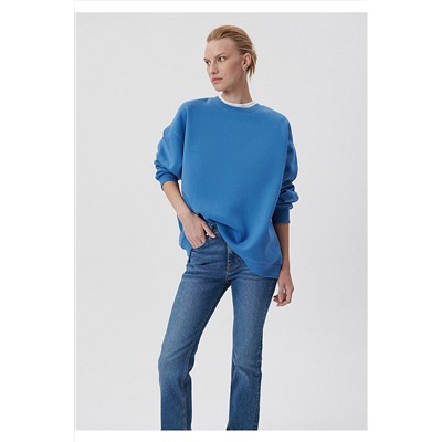 MaviBisiklet Yaka Mavi Basic Sweatshirt 1611756-80620