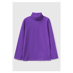 United Colors of Benetton Kız Çocuk Mor Balıkçı Yaka Basic T-Shirt 223A3P4ZC202N