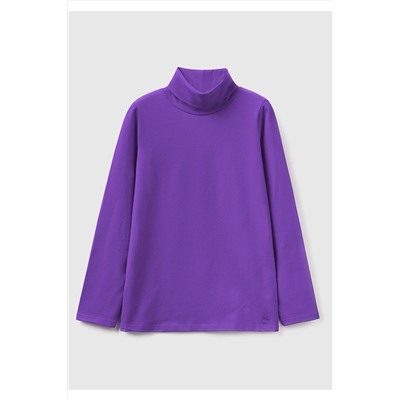 United Colors of Benetton Kız Çocuk Mor Balıkçı Yaka Basic T-Shirt 223A3P4ZC202N