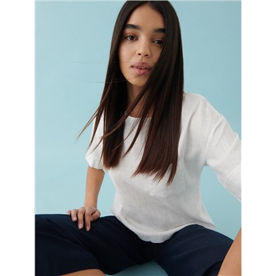 Bluse aus Leinenmischung