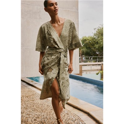 TEXTURED DRAPED DRESS