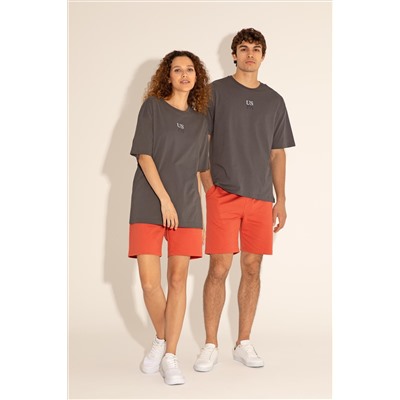 Erkek Comfort Fit Bisiklet Yaka Antrasit Tişört