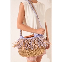 Bolso mediano rafia flecos