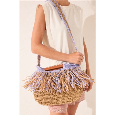 Bolso mediano rafia flecos