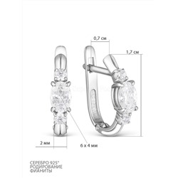 Серьги из серебра с фианитами родированные 925 пробы С-4400-Р