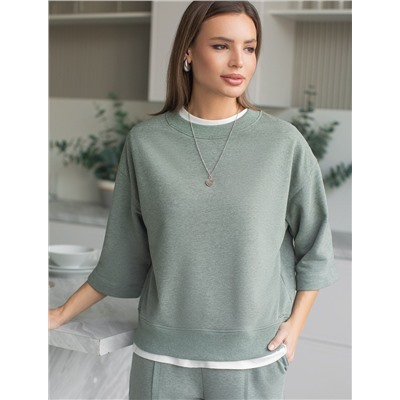 Свитшот свободный из петельчатого футера двухнитки с эластаном