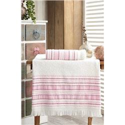 Louis Marie, | 50x90 + 70x140 Cm | Saçak Detaylı | %100 Pamuk | Vip Koyu Pudra | Banyo Havlu Seti