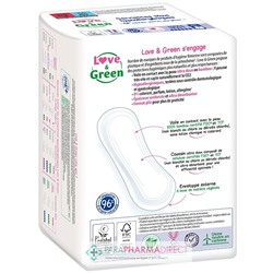 Love&Green Serviettes Maxi Hypoallergéniques - Anti-Irritations - Maxi Nuit x12
