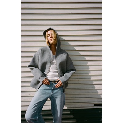 SOFT NEOPRENE-EFFECT BOMBER JACKET