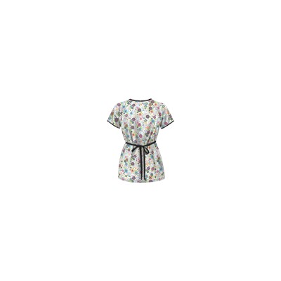 UA Floral Extravaganza Black Mock Wrap Scrub Top