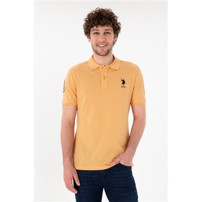 Erkek Slim Fit Polo Yaka Turuncu Basic Tişört