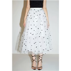 Falda midi Blanco y negro