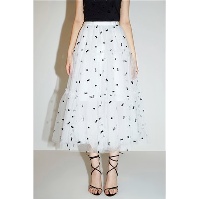 Falda midi Blanco y negro