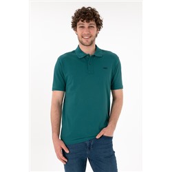 Erkek Regular Fit Polo Yaka Koyu Yeşil Basic Tişört
