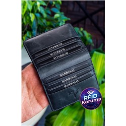 Garbalia, Canvas Vintage Deri Rfid Engelleyici Siyah Kartlık Cüzdan