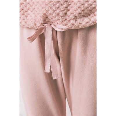 Pijama largo polar rosa cenefa