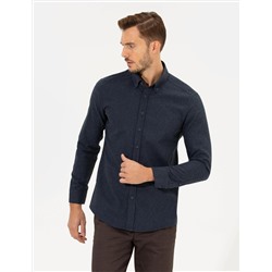 Lacivert Slim Fit Uzun Kollu Gömlek