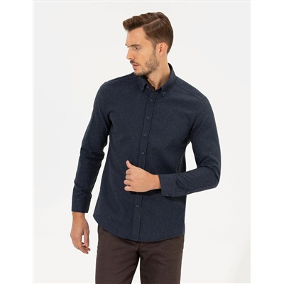 Lacivert Slim Fit Uzun Kollu Gömlek