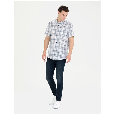 Lacivert Regular Fit Kısa Kollu Gömlek