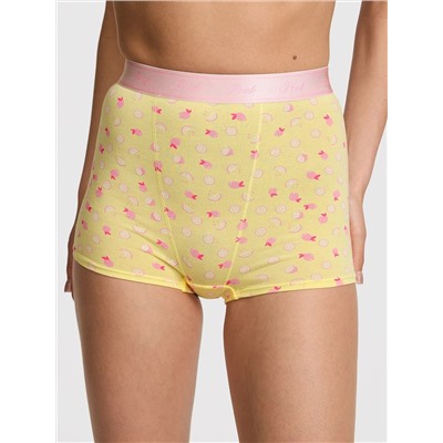 Logo Cotton Shimmer High-Waist Boyshort Panty