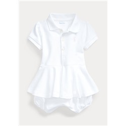 Baby Girl Peplum Mesh Bubble Shortall