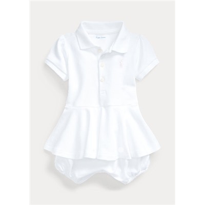 Baby Girl Peplum Mesh Bubble Shortall