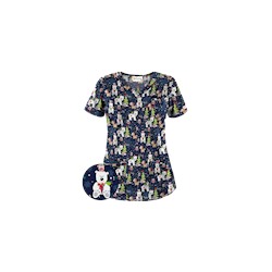 UA Antarctic Christmas Navy Print Scrub Top