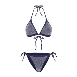 Trendyolmilla Koyu Lacivert Üçgen Taşlı Regular Bikini Takımı TBESS24BT00131