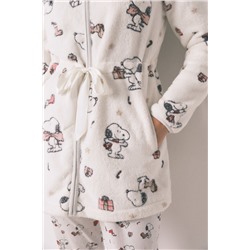 Bata corta polar blanco estampado Snoopy