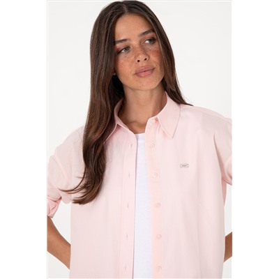 Kadın Açık Pembe Uzun Kollu Tunik Gömlek