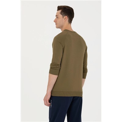 Erkek Haki Basic Sweatshirt