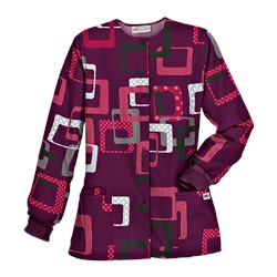 UA Sassy Square Wine Print Scrub Jacket