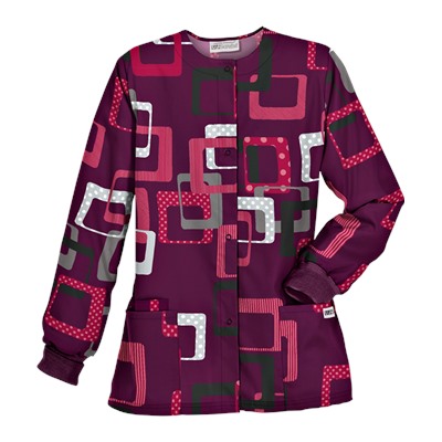 UA Sassy Square Wine Print Scrub Jacket