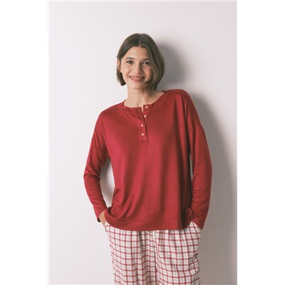 Camiseta manga larga punto ante rojo