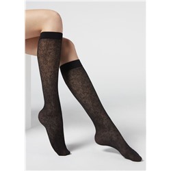 Netz-Kniestrümpfe mit Blumenmuster für Damen