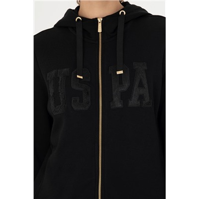 Kadın Siyah Kapüşonlu Basic Sweatshirt