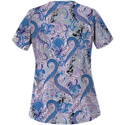 UA French Twist Silver Print Scrub Top