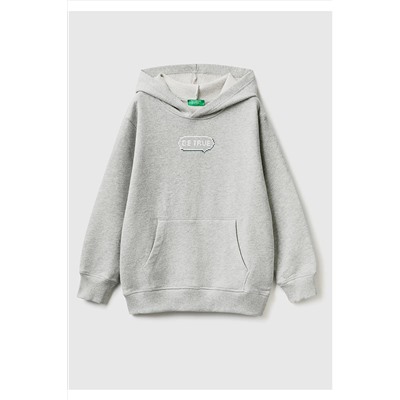 United Colors of BenettonErkek Çocuk Gri Melanj Baskılı Sweatshirt Gri Melanj