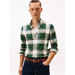 Slim Fit Check Stretch Herringbone Shirt