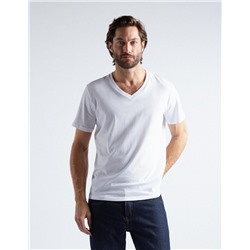 V-neck T-shirt, Men, White