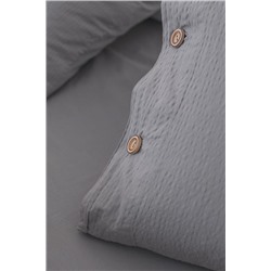 Linda King Size Yıkamalı Gofre Nevresim Takımı - Koyu Gri