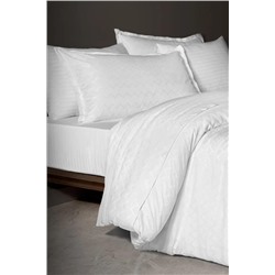Wissale King Size Jakarlı Saten Nevresim Takımı - Beyaz