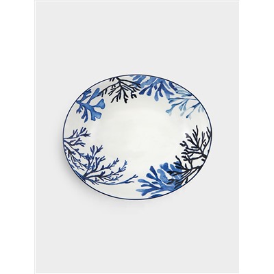 Салатник, 32х26 см, 3 л, керамика К, белый, овальный, Синие кораллы, Blue Coral